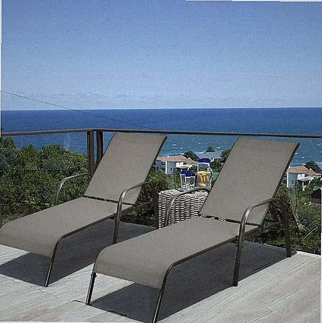 2 Set Lounge Chaise Patio Chair Outdoor Pool Adjustable Beach Sun Reclining Side