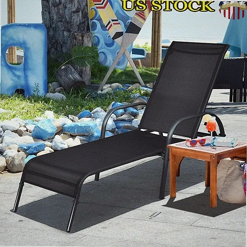 Adjustable Chaise Lounge Chair W/ Ergonomic Design Lightweight Outdoor Recliner