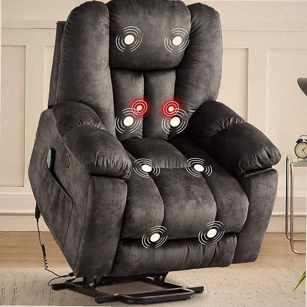 CANMOV Power Lift Recliner Chair w/Massage & Heat - 350lb Capacity Grey