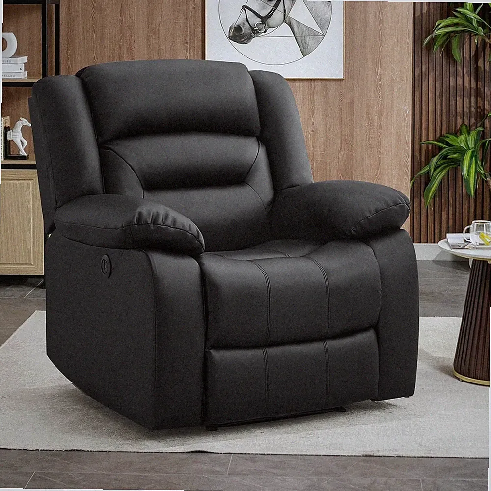 EBELLO Classic Power Recliner Chair Faux Leather Electric Overstuffed Chair