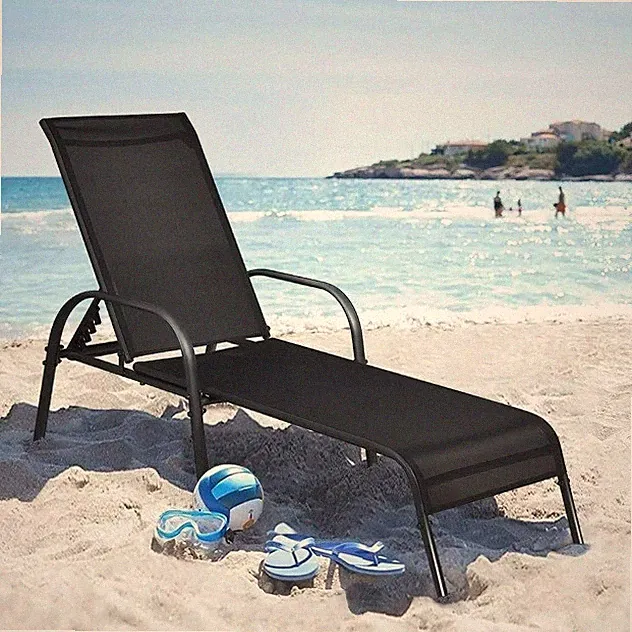 Lounge Chaise Patio Chair Outdoor Pool Adjustable Beach Sun Reclining Side Bathe