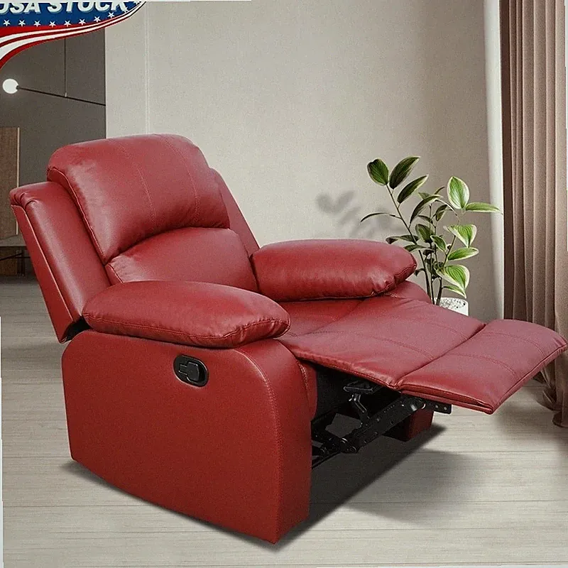 Manual Leather Recliner Chair Overstuffed Armchair Home Theater Sofa Recliner US