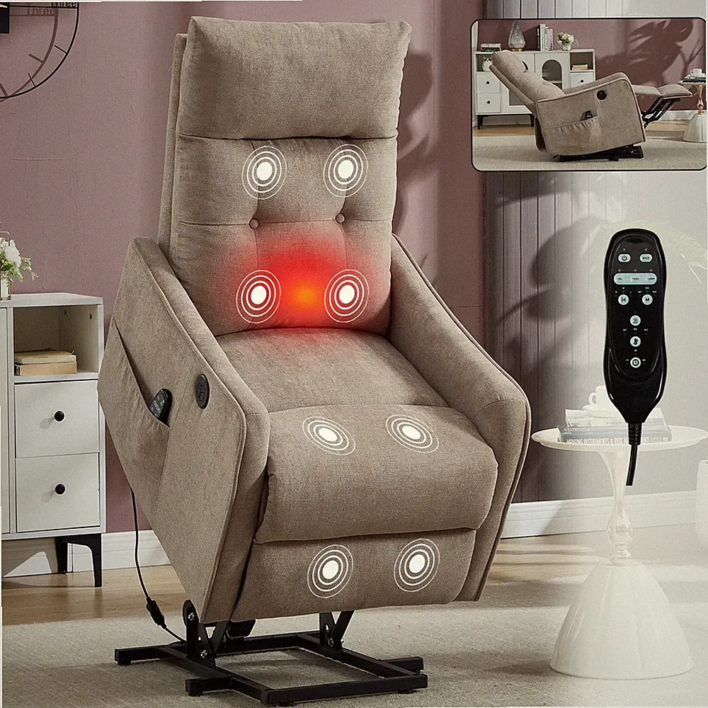 Massage Heat Power Lift Recliner Chair for Elderly Small Space USB Ports Heated