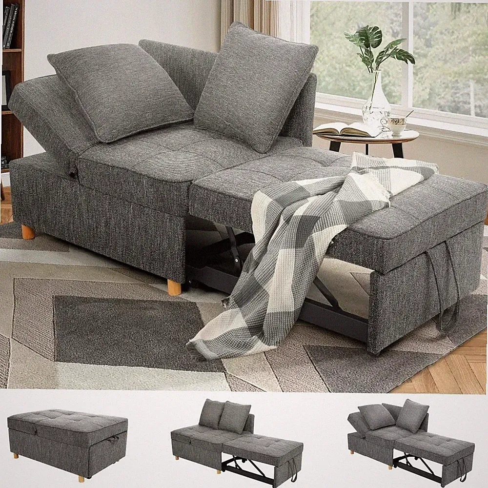 Sofa Bed 4-in-1 Convertible Sofas & Couches with 2 Throw Pillow Single Recliner